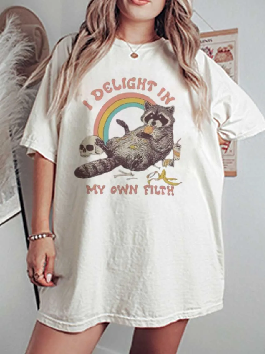Vintage I Delight In My Own Filth Oversize Graphic Tee