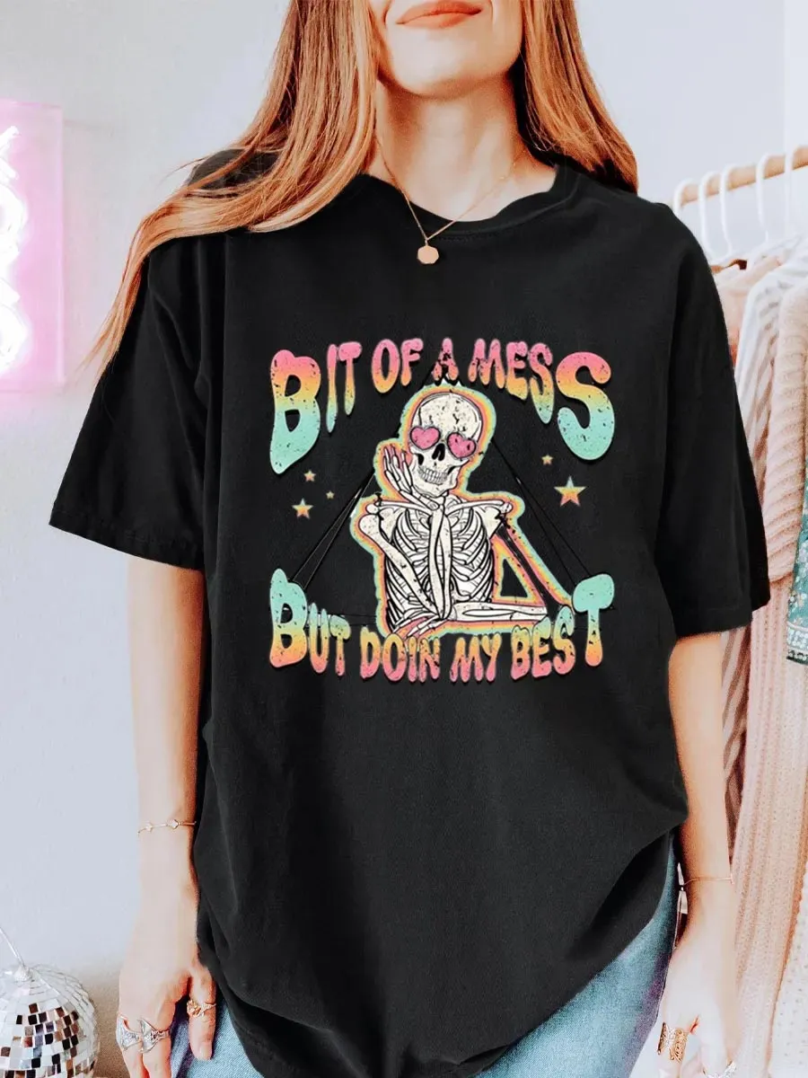 Vintage Bit Of A Mess But Doin’ My Best Oversize Graphic Tee