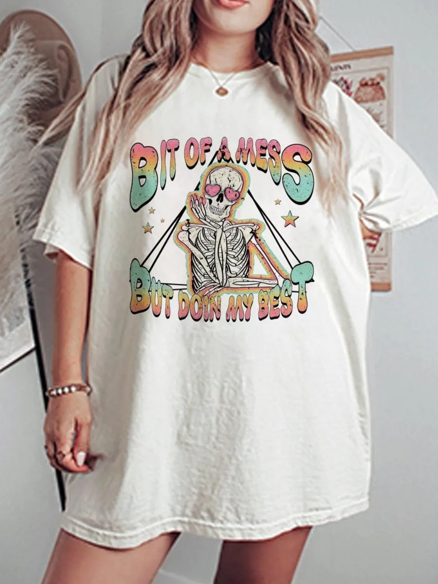Vintage Bit Of A Mess But Doin’ My Best Oversize Graphic Tee