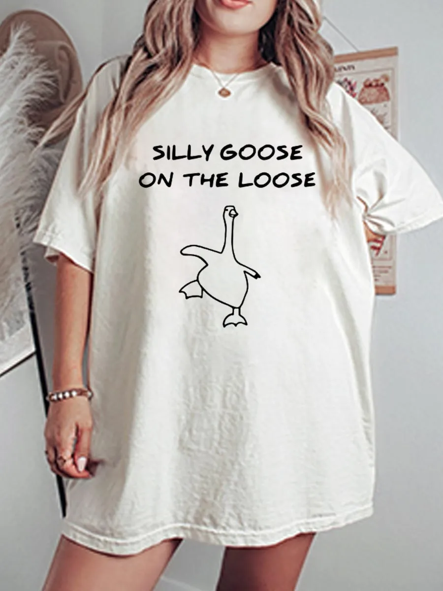 Vintage Silly Goose Oversize Graphic Tee