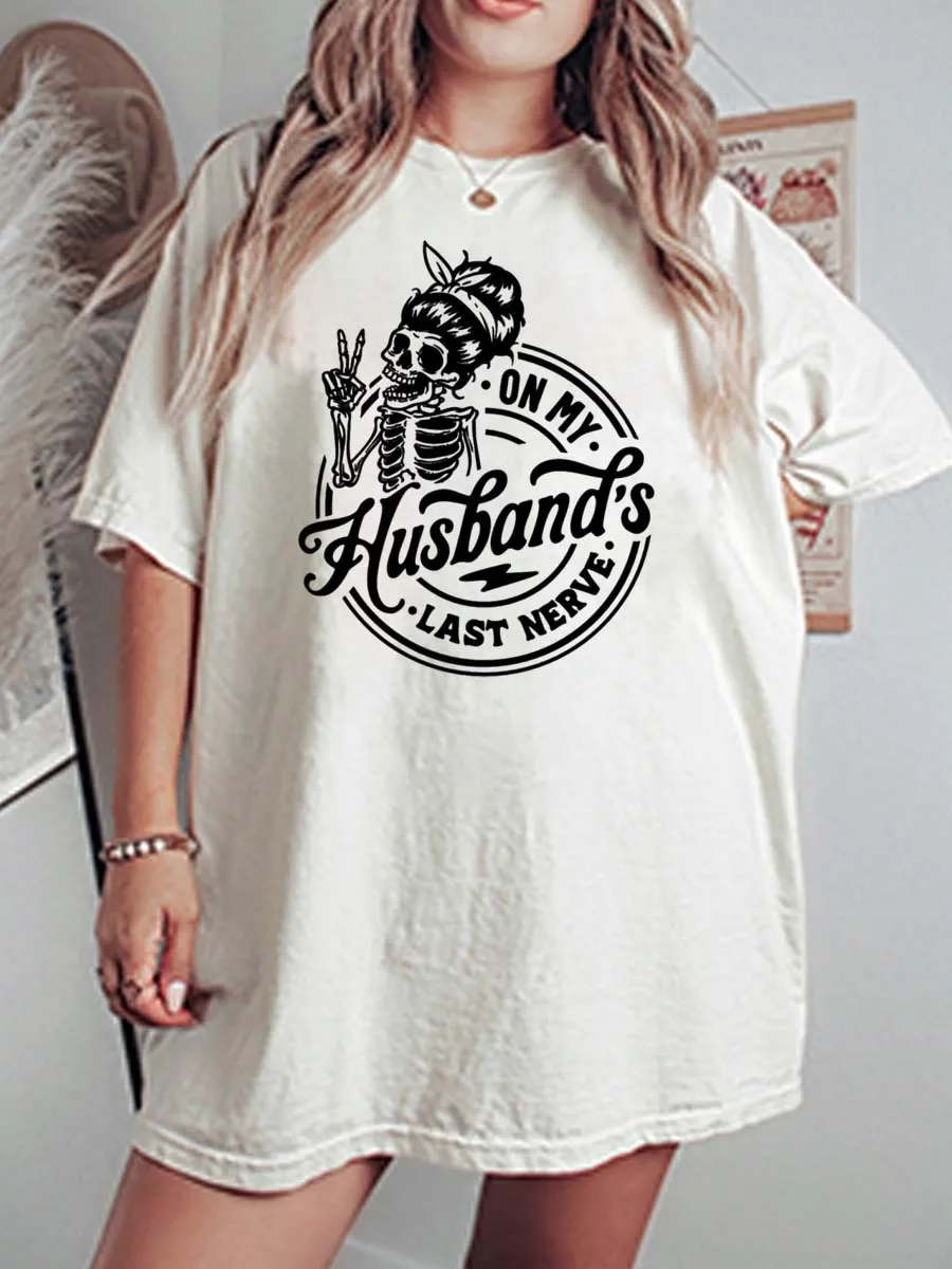 Vintage On My Husband Last Never Oversize Graphic Tee