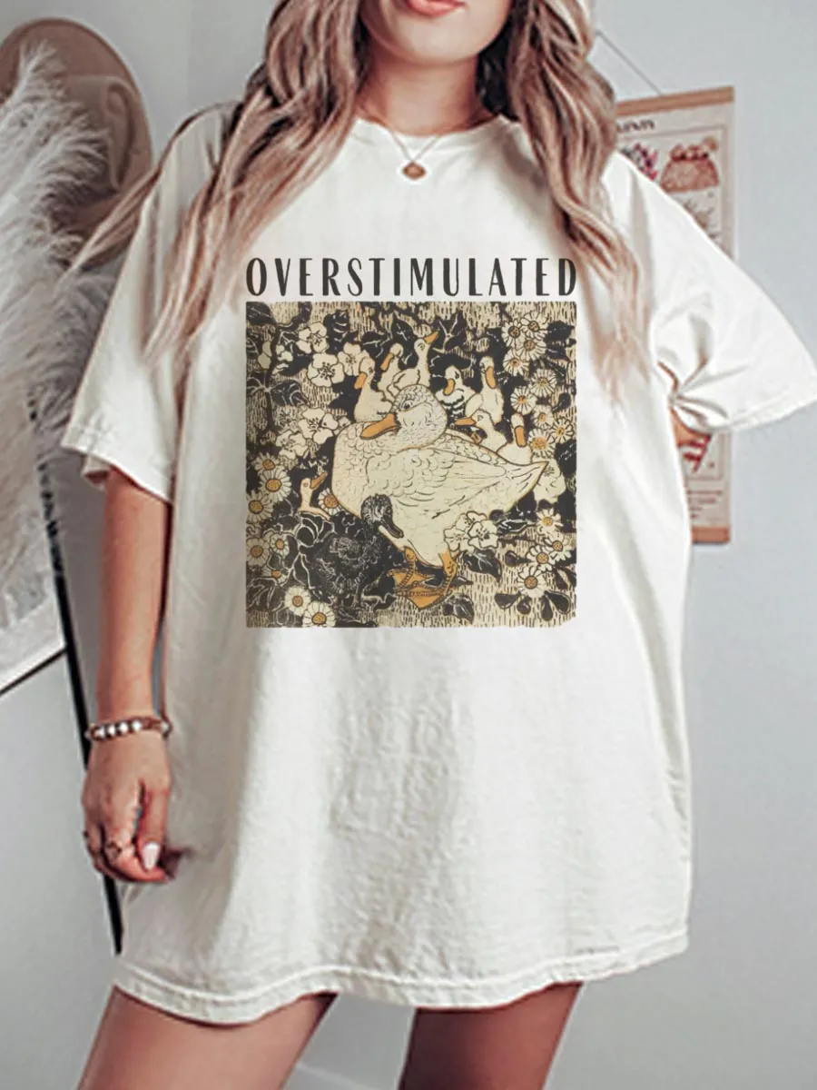 Vintage Overstimulated Duck Oversize Graphic Tee