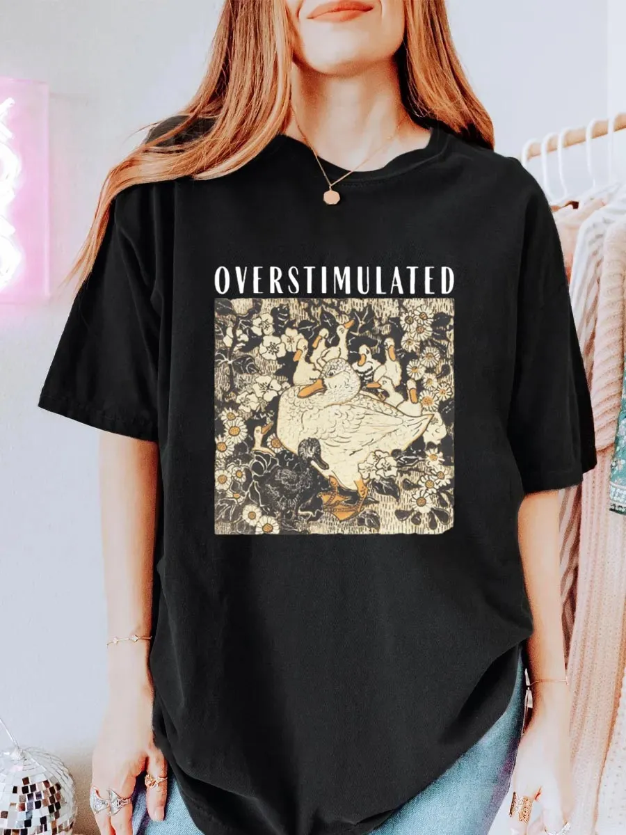 Vintage Overstimulated Duck Oversize Graphic Tee