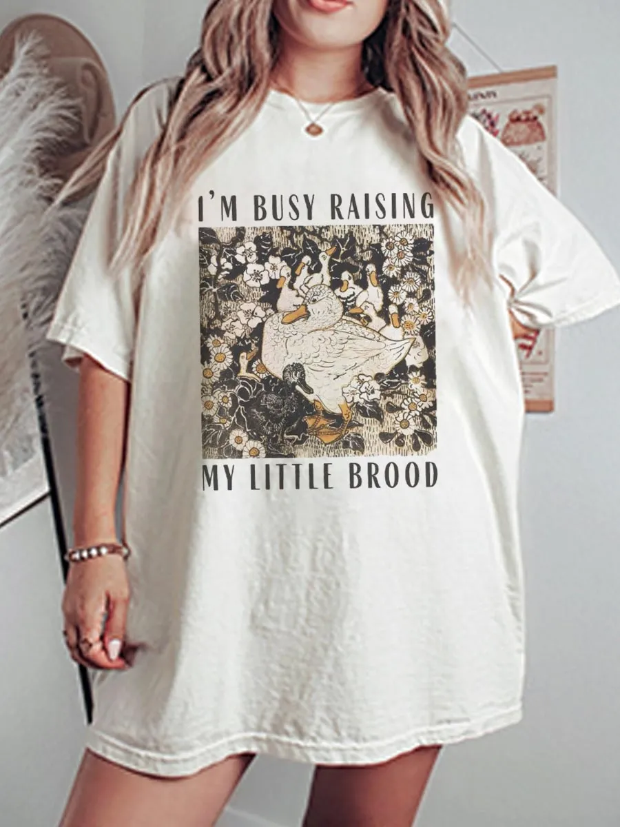 Vintage Homesteading Mama Duck Oversize Graphic Tee