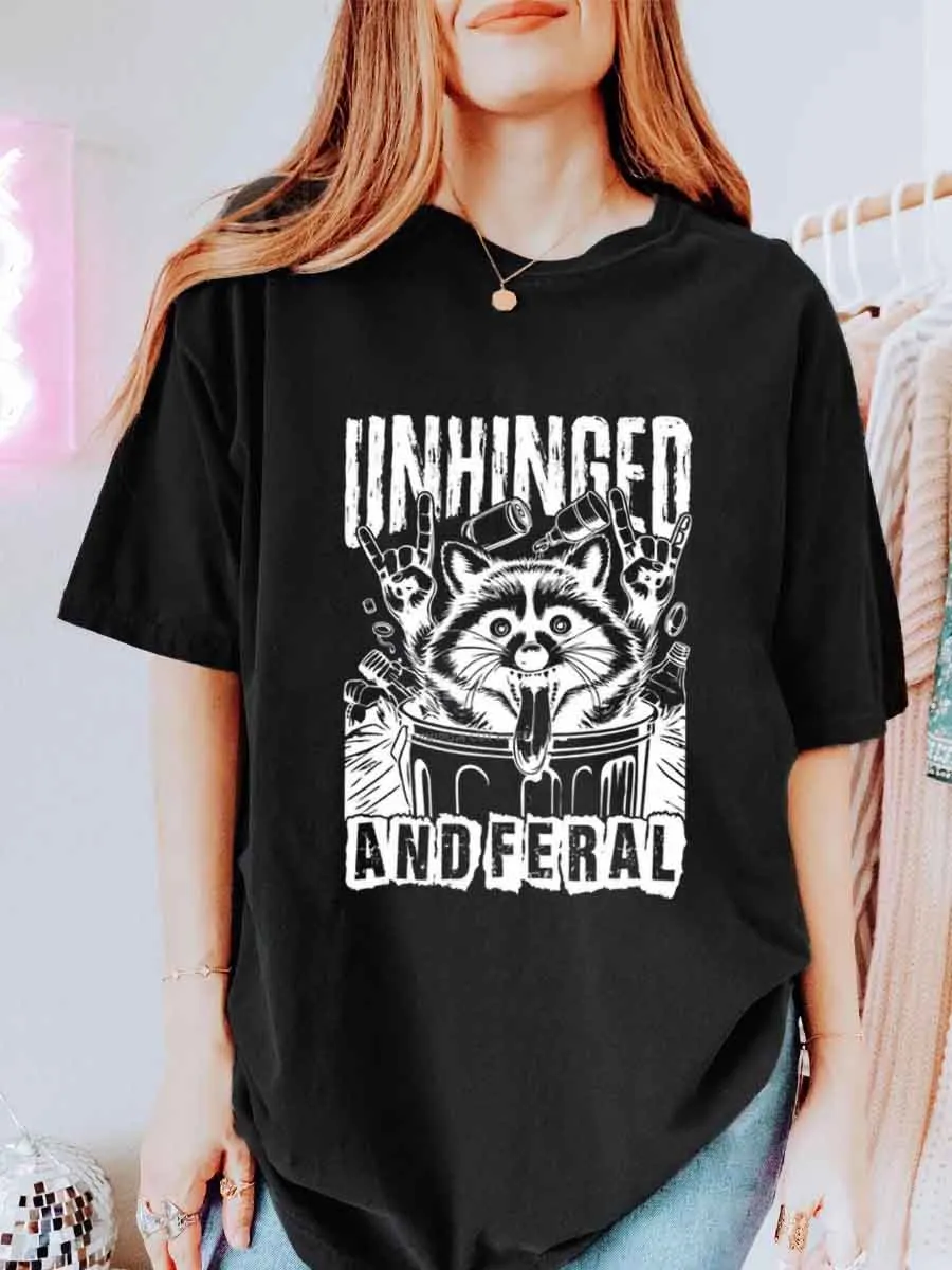 Vintage Unhinged And Feral Oversize Graphic Tee