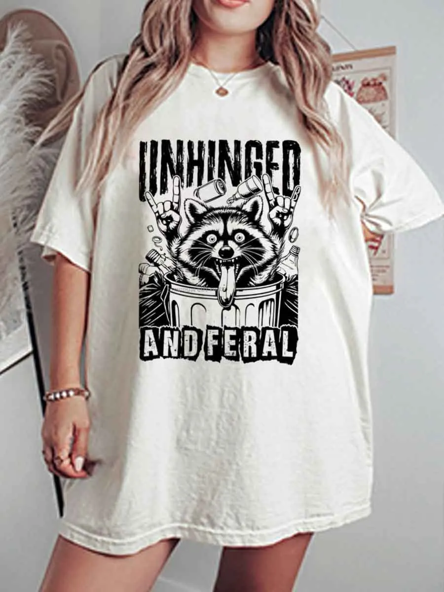 Vintage Unhinged And Feral Oversize Graphic Tee