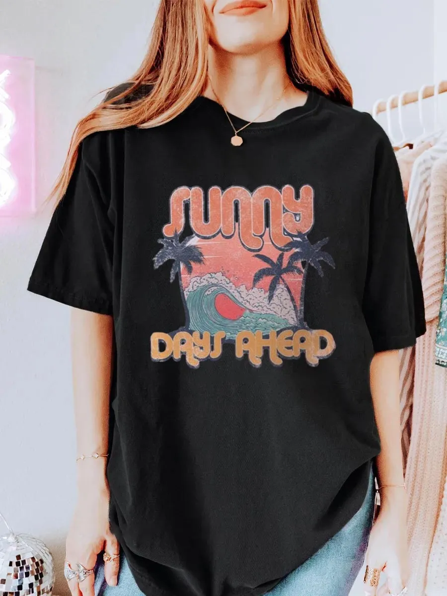 Vintage Sunny Days Ahead Oversize Graphic Tee
