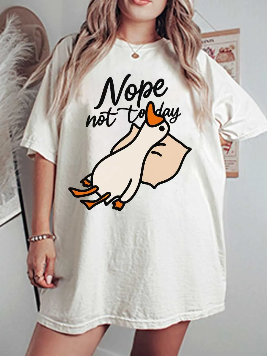 Vintage Nope Not Today Oversize Graphic Tee