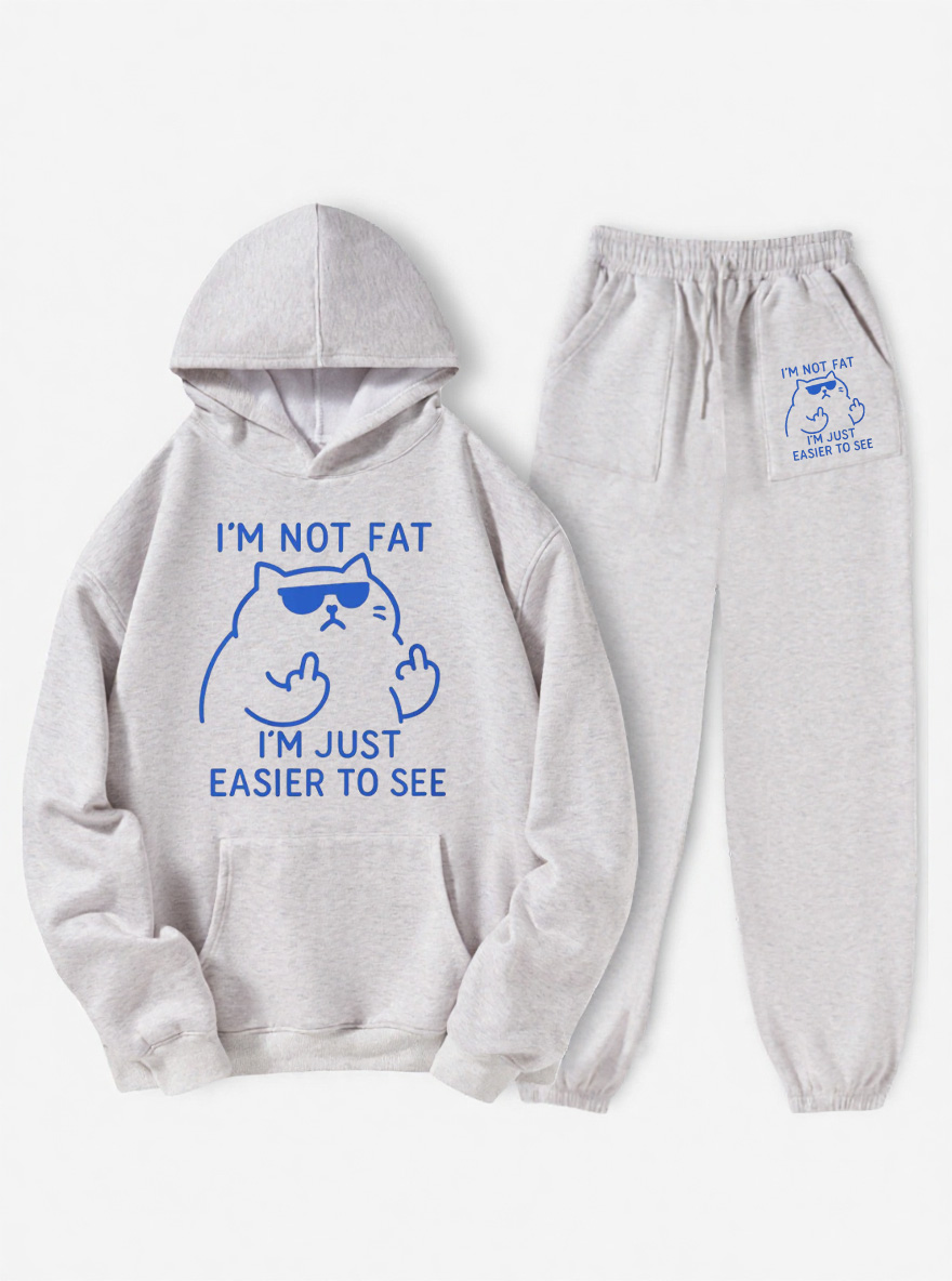 Vintage Chonk Cat Fleece Hoodie Suit