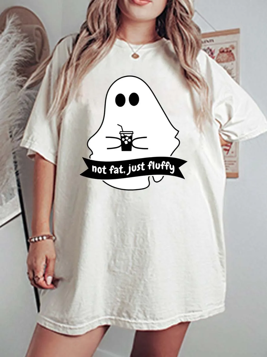 Vintage Not Fat Just Fluffy Oversize Graphic Tee