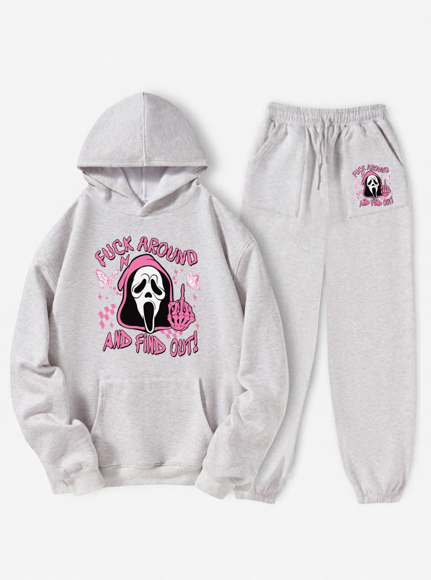 Vintage Fuck Around And Find Out Oversize Washed T-Shirt Fleece Hoodie Suit