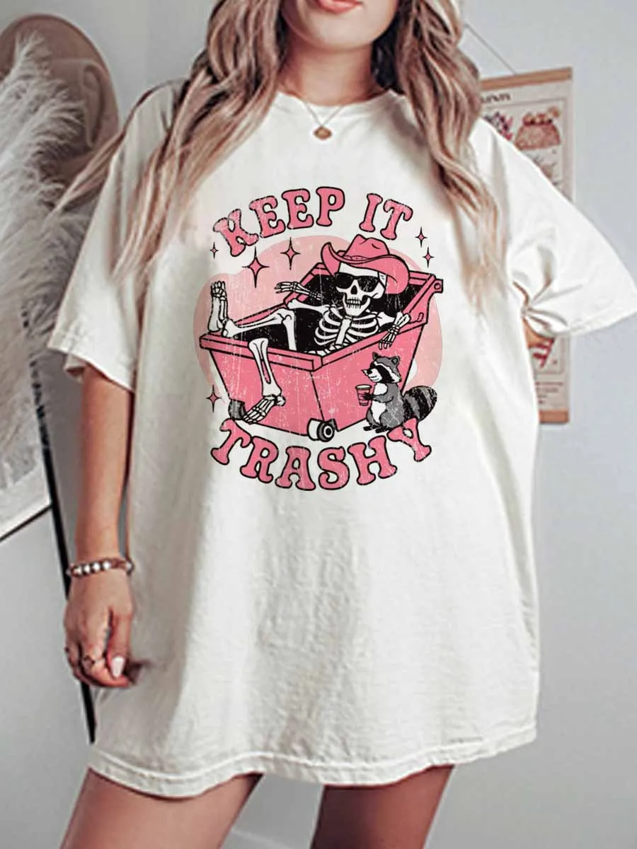 Vintage Keep It Trashy Oversize Graphic Tee