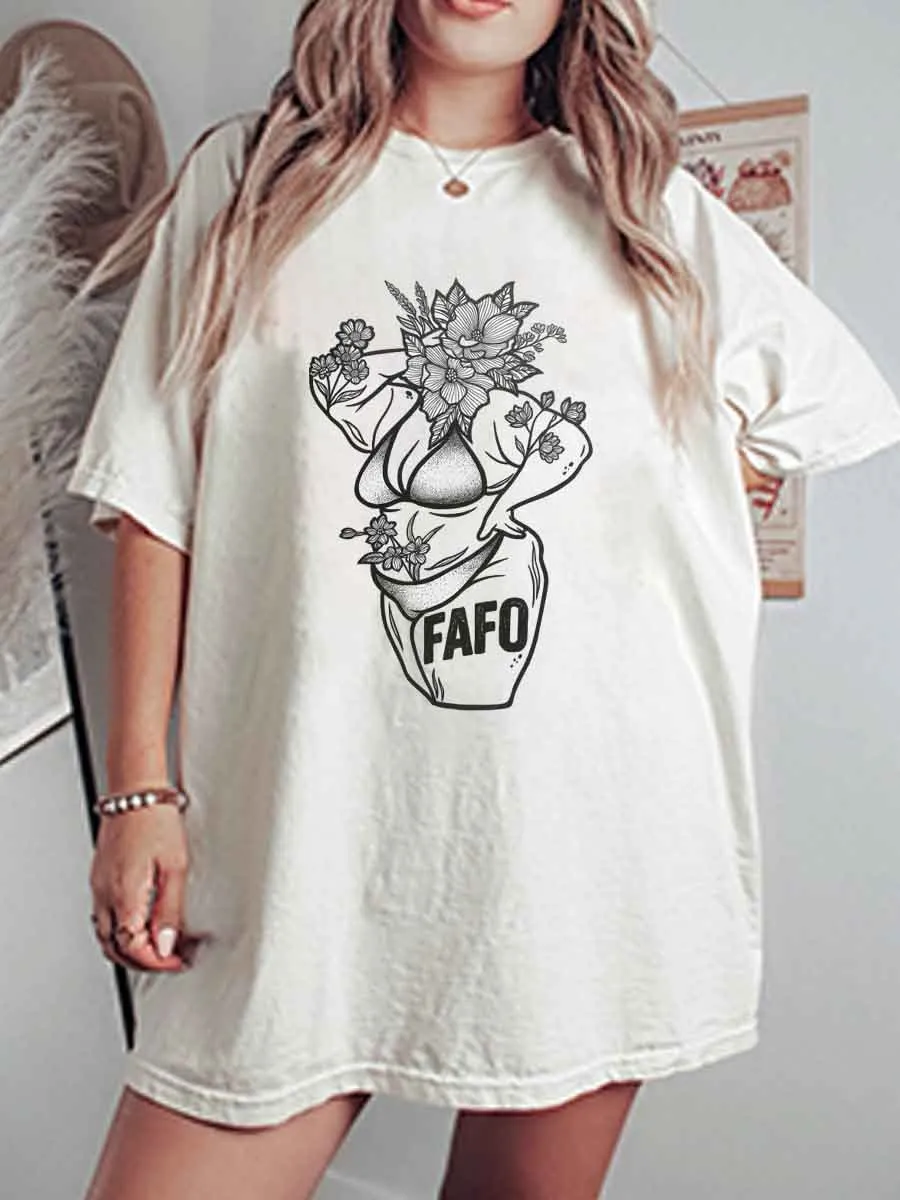 Vintage Fafd Flower Oversize Graphic Tee
