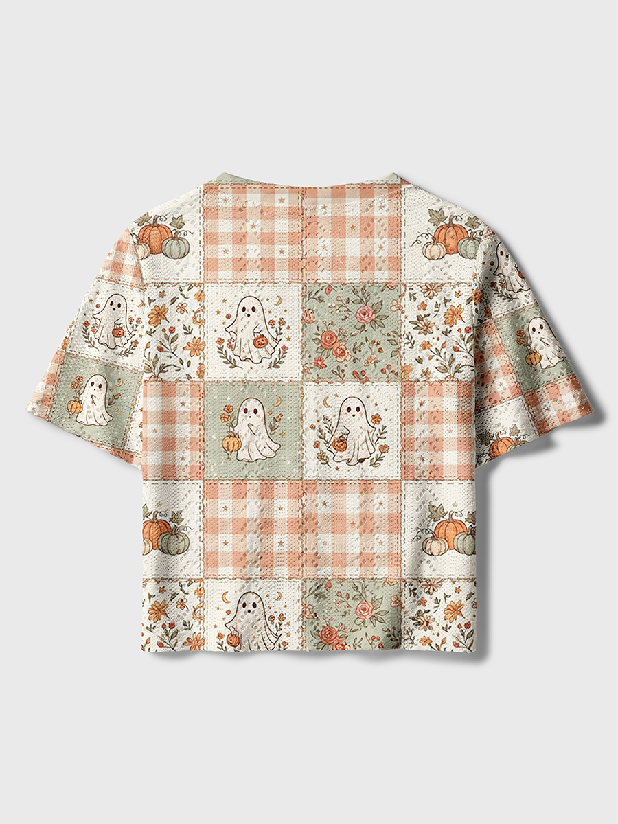 Shabby Chic Fall Patchwork Crochet Button Down Cardigan
