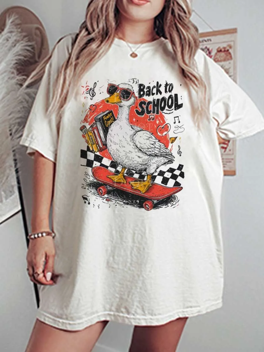 Vintage Back To School Goose Oversize Graphic Tee