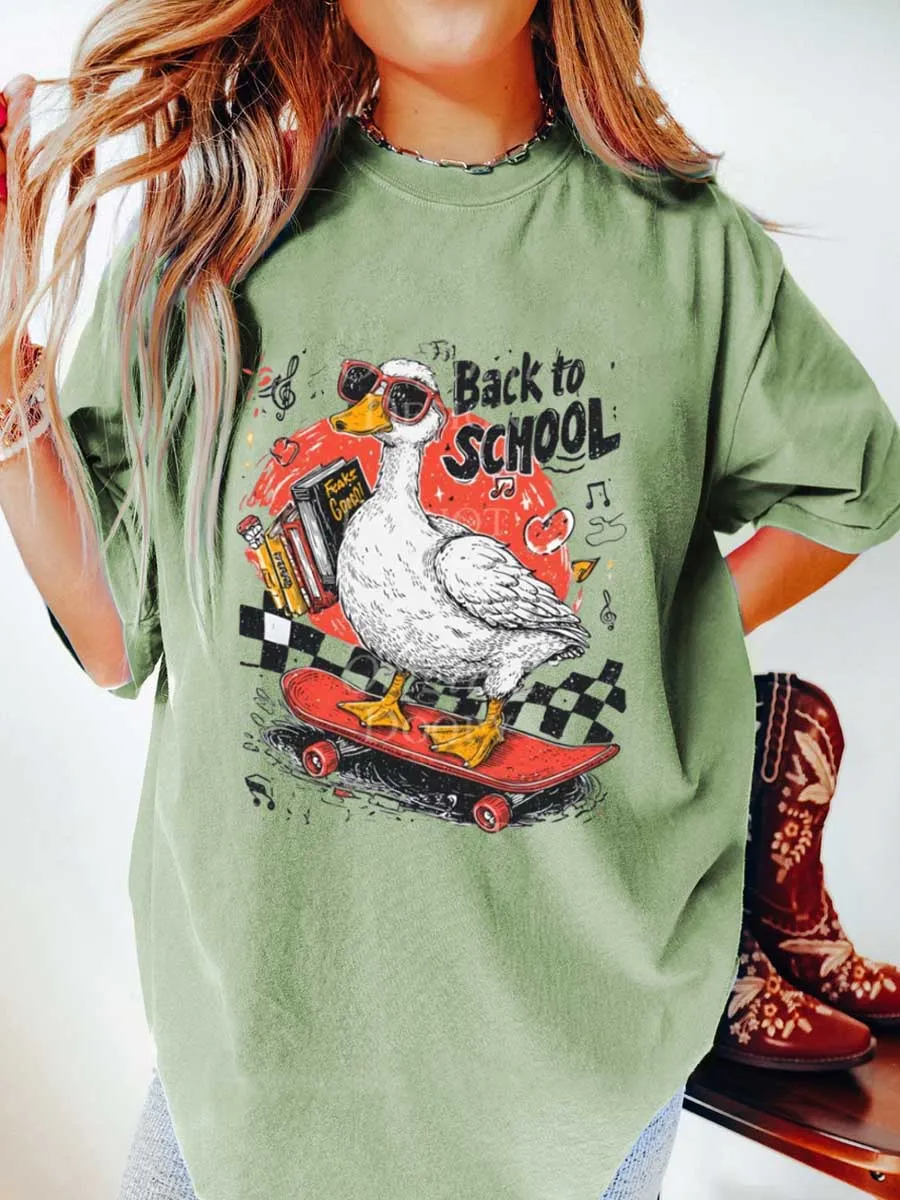 Vintage Back To School Goose Oversize Graphic Tee