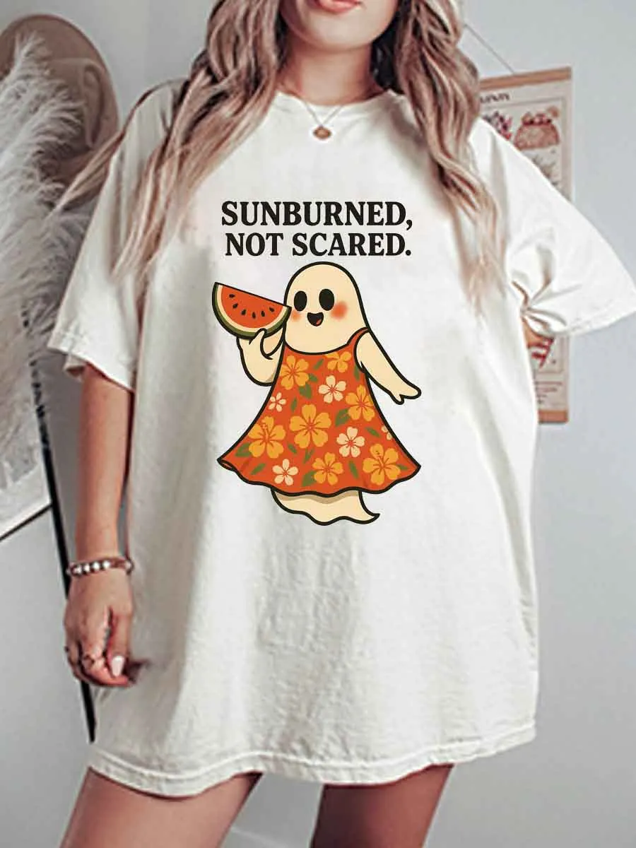 Vintage Sunburned Not Scared Oversize Graphic Tee