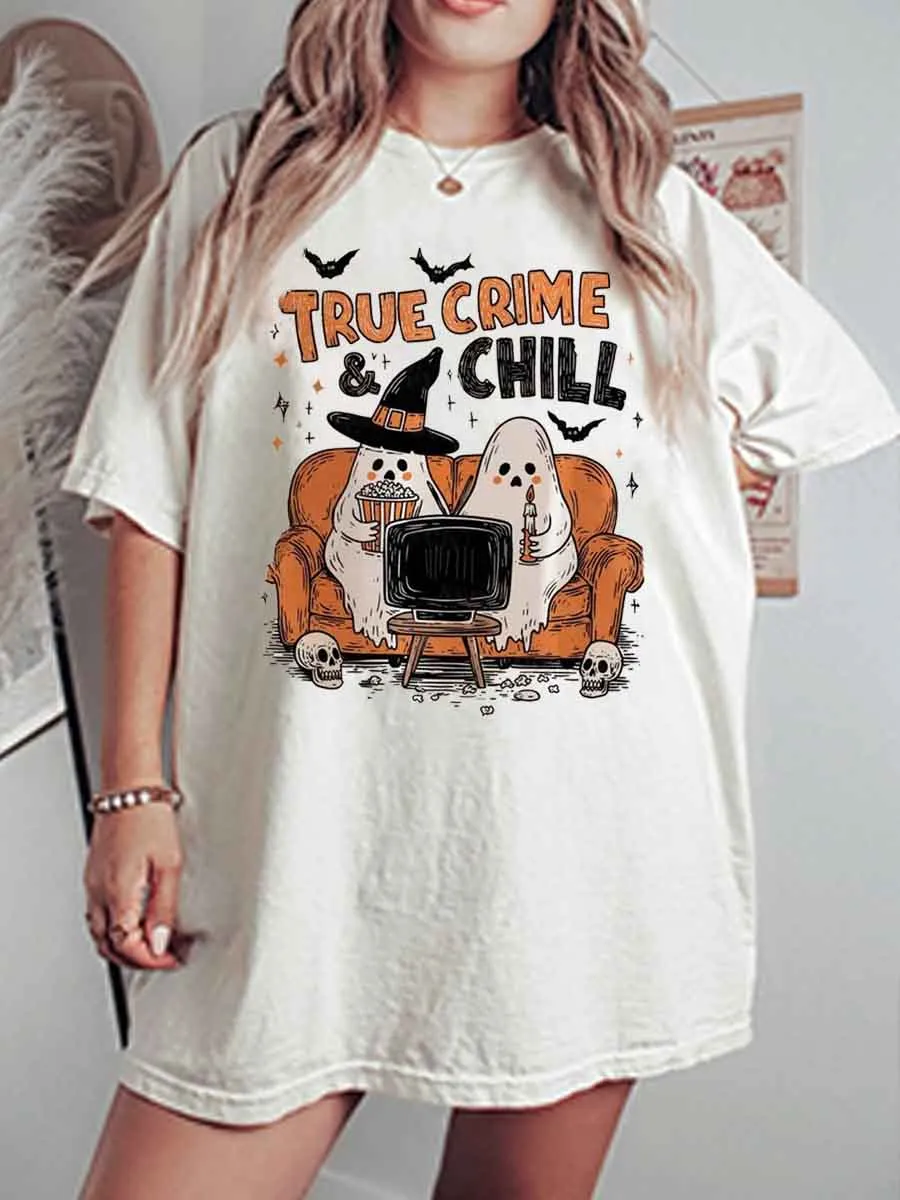 Vintage True Crime And Chill Oversize Graphic Tee