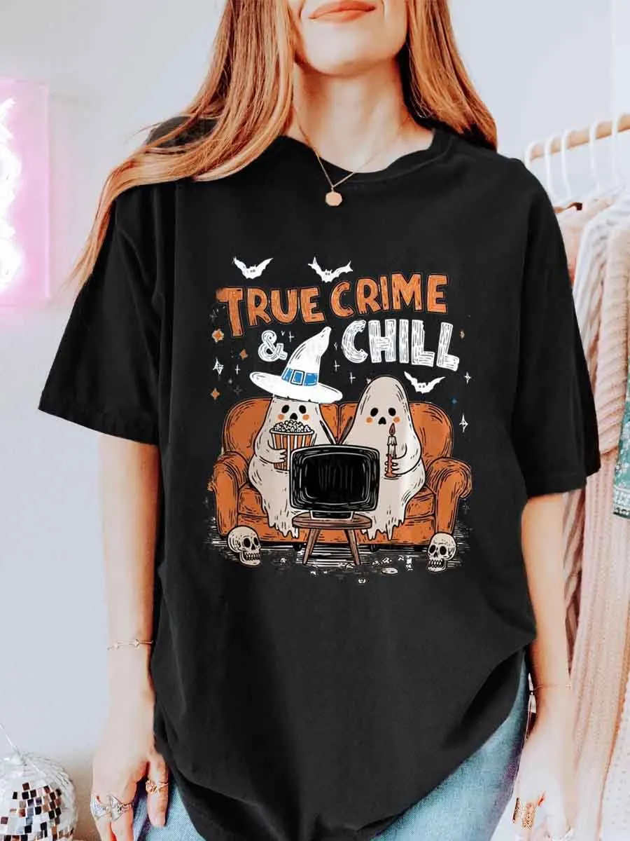 Vintage True Crime And Chill Oversize Graphic Tee