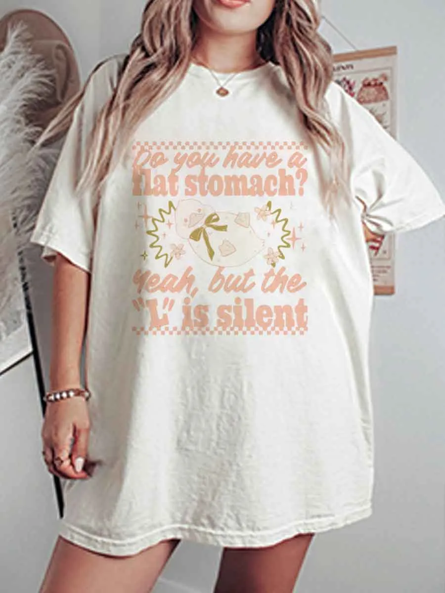 Vintage Fat Stomach Pun Oversize Graphic Tee