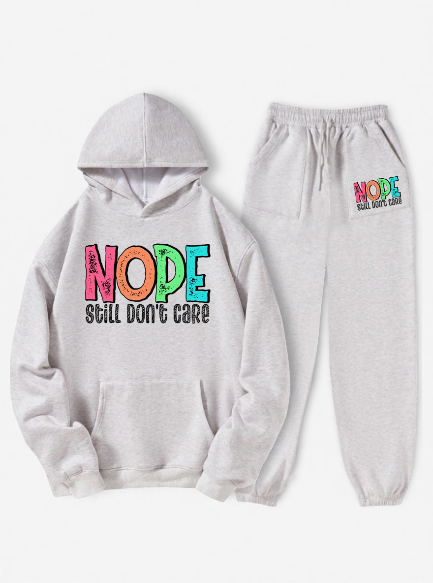 Vintage Nope Still Don't Care Fleece Hoodie Suit