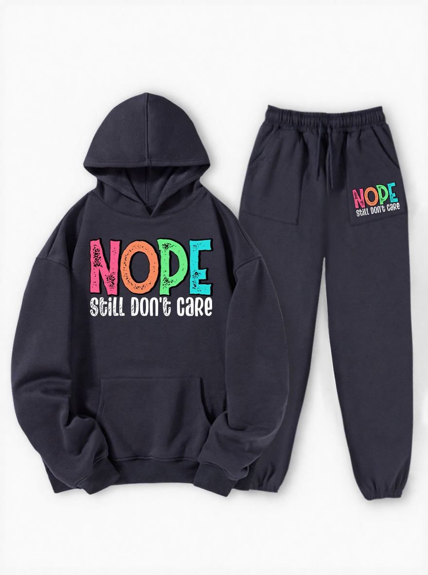 Vintage Nope Still Don't Care Fleece Hoodie Suit