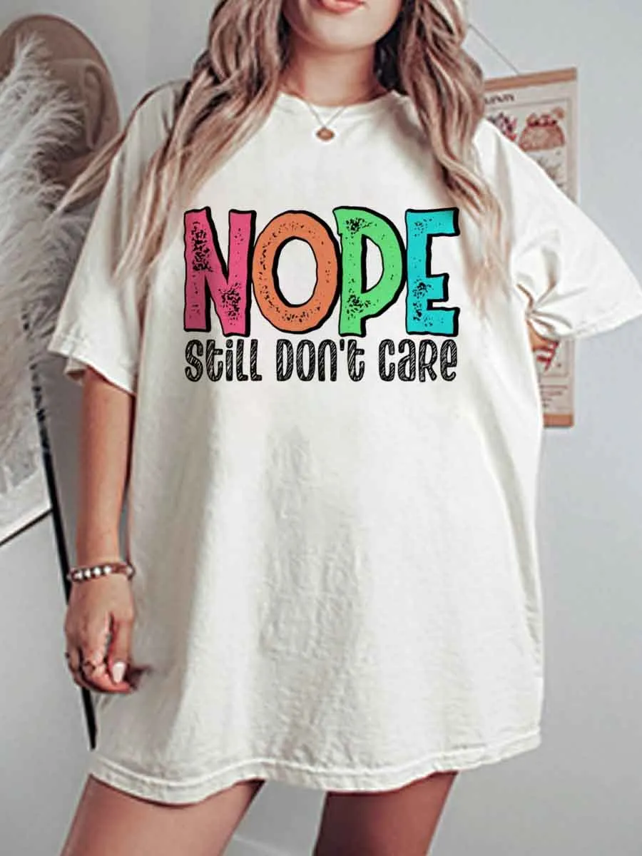 Vintage Nope Still Don't Care Oversize Graphic Tee