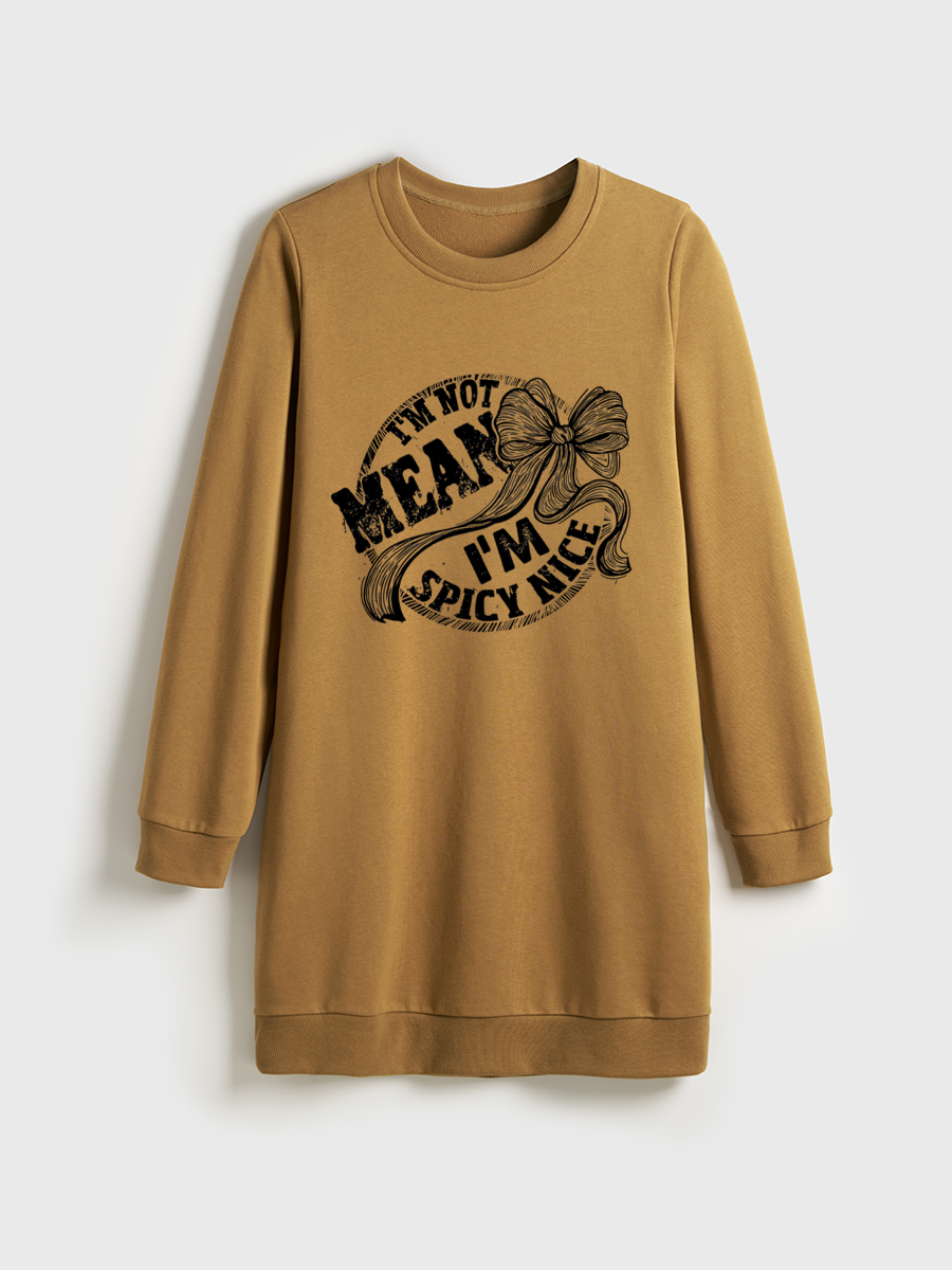 I’M Not Mean I’M Spicy Crewneck Terry Sweatshirt Dress