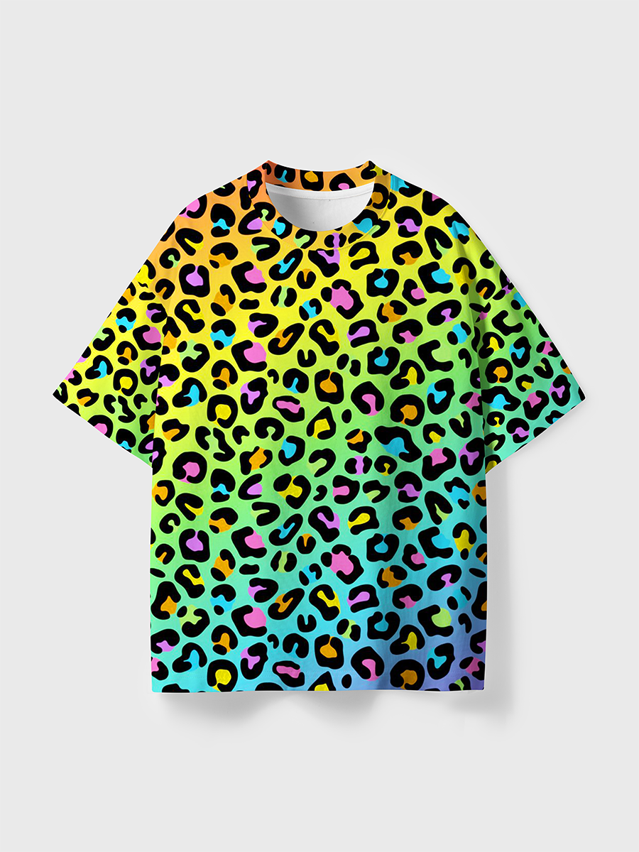 Vintage Rainbow Gradient Neon Multicolor All Over Print T-Shirt