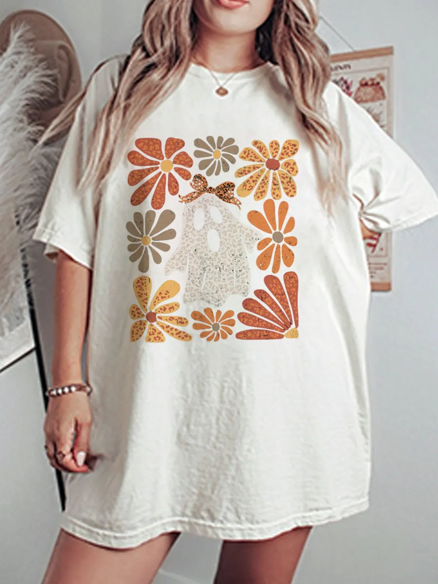 Vintage Boho Ghost Oversize Graphic Tee