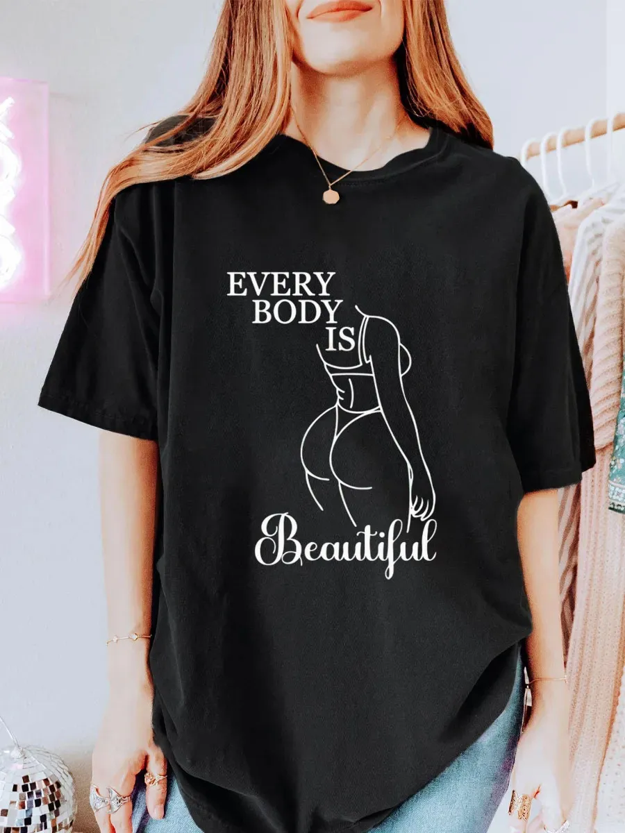 Vintage Every Body Is Beautiful Oversize Graphic Tee