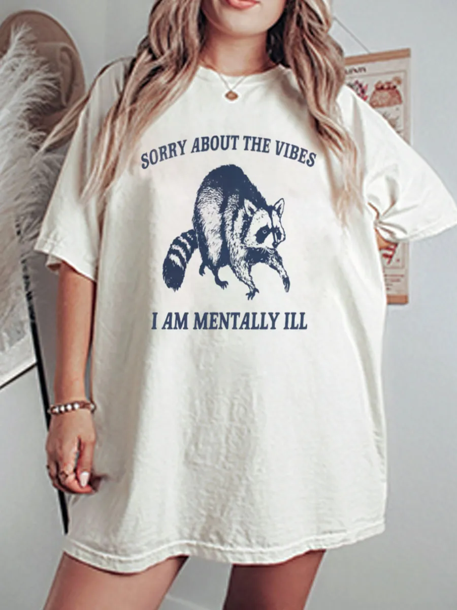 Vintage Mental Vibes Oversize Graphic Tee