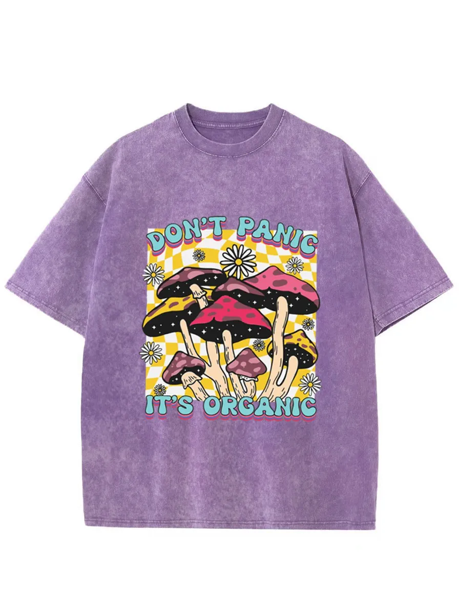 Vintage Mushroom Lover Dont Panic Its Organic Oversize Washed T-Shirt