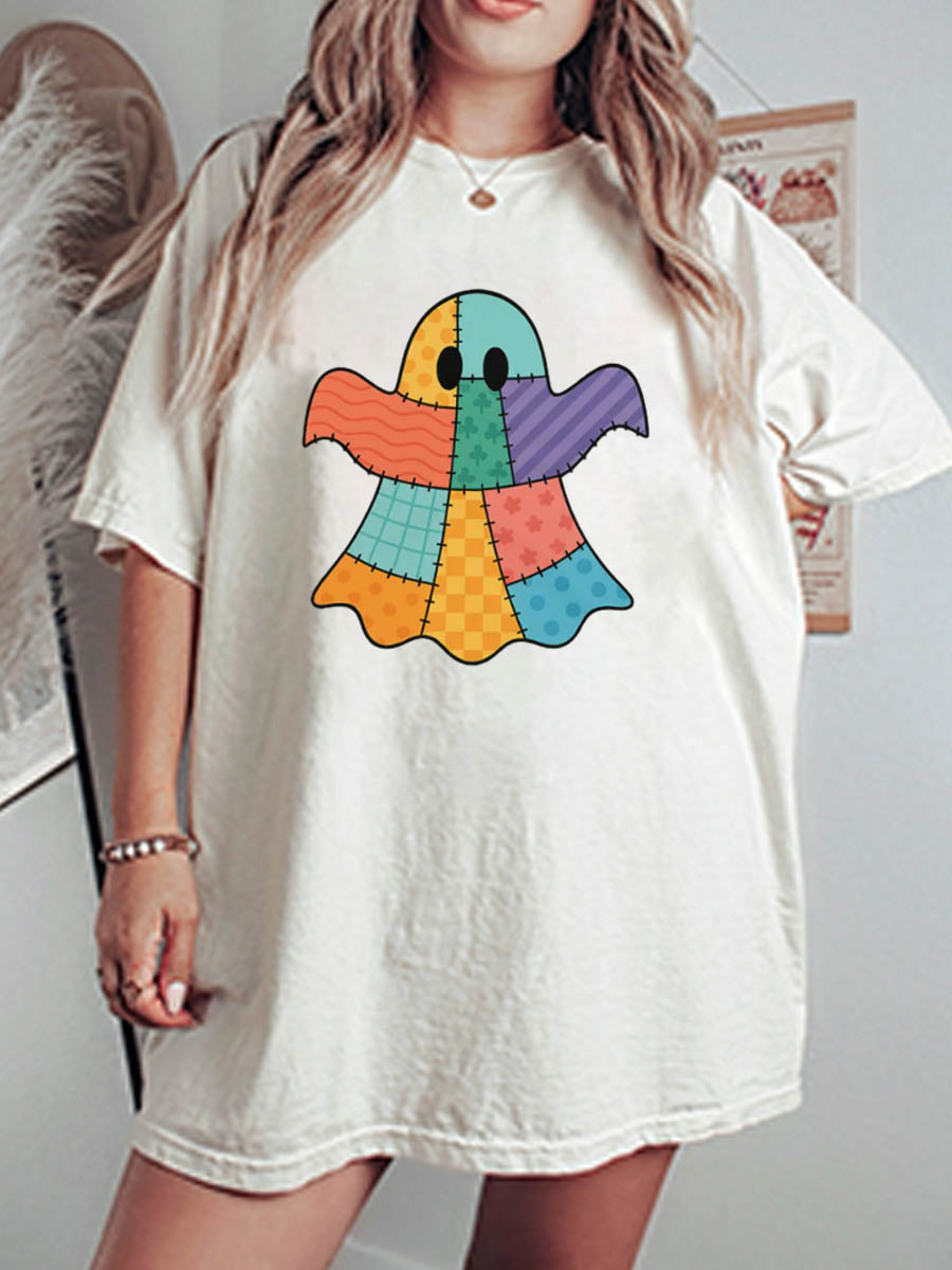 Vintage Patchwork Ghost Oversize Graphic Tee