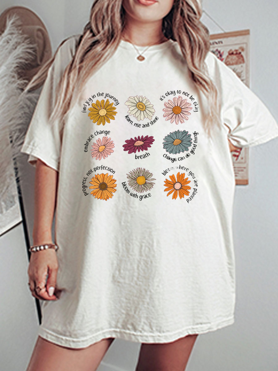 Vintage Flower Saying Oversize Graphic Tee