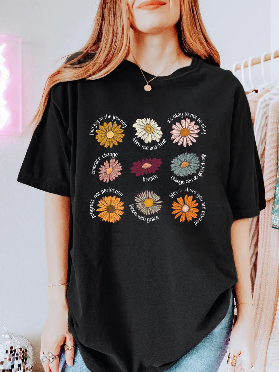 Vintage Flower Saying Oversize Graphic Tee
