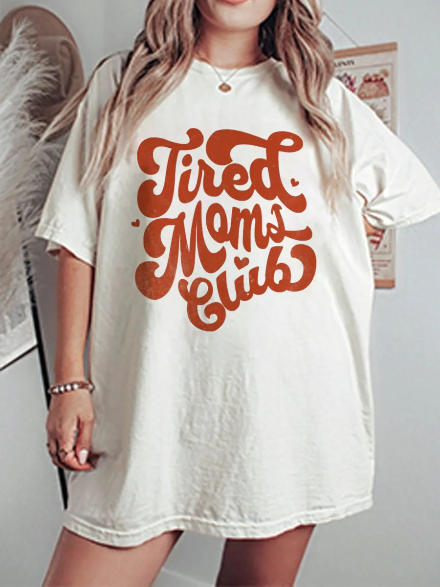 Vintage Tired Moms Club Oversize Graphic Tee
