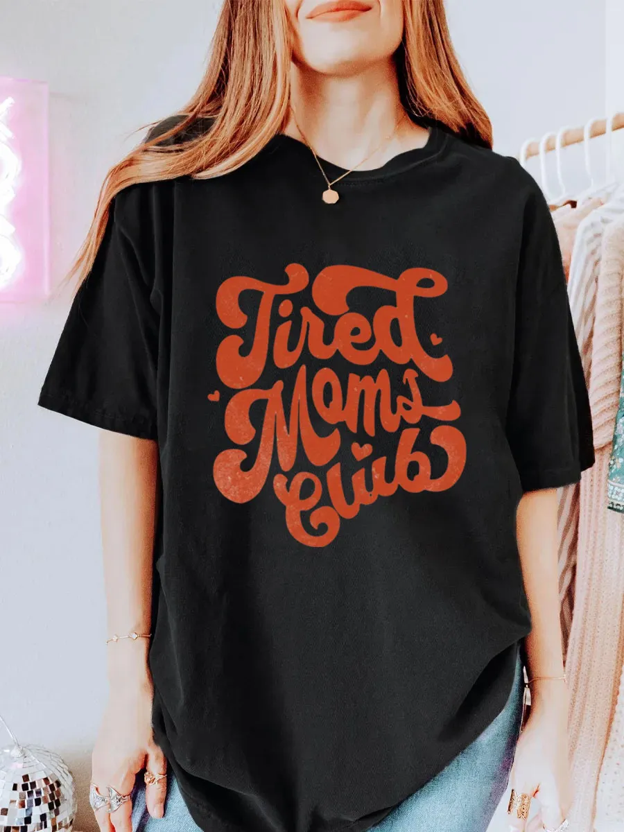 Vintage Tired Moms Club Oversize Graphic Tee