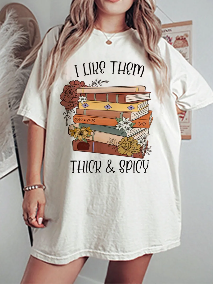 Vintage I Like Them Thick And Spicy Oversize Graphic Tee