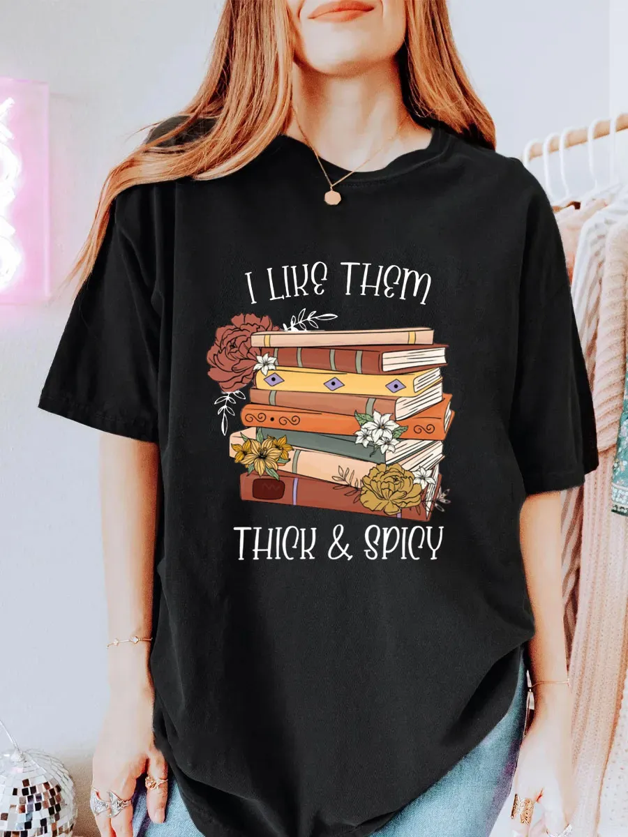 Vintage I Like Them Thick And Spicy Oversize Graphic Tee