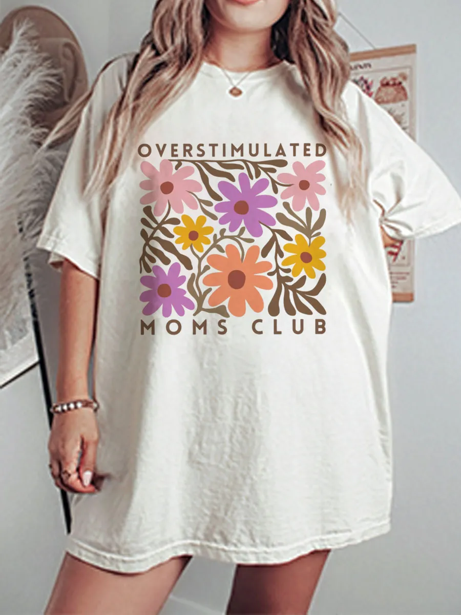 Vintage Overstimulated Moms Club Oversize Graphic Tee