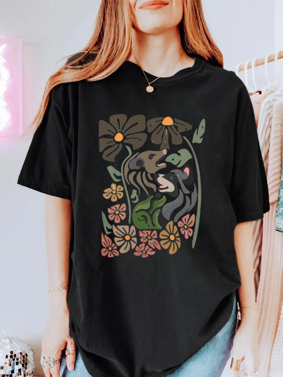 Vintage Possum Wildflower Oversize Graphic Tee