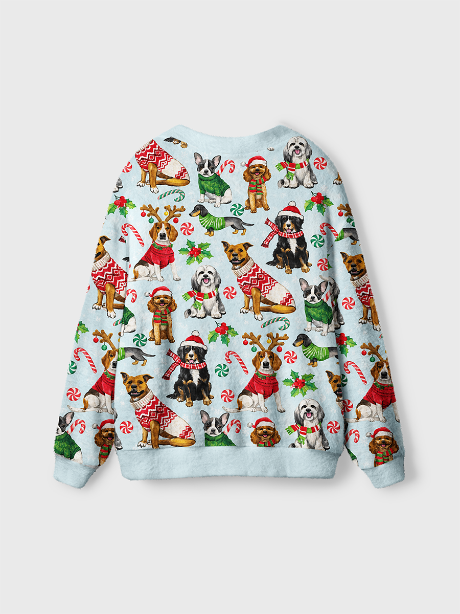 Vintage Christmas Dogs Cardigan Sweaters