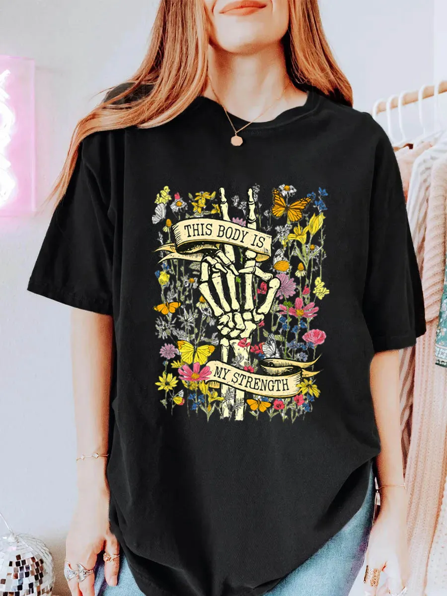 Vintage This Body Is My Strength Oversize Graphic Tee