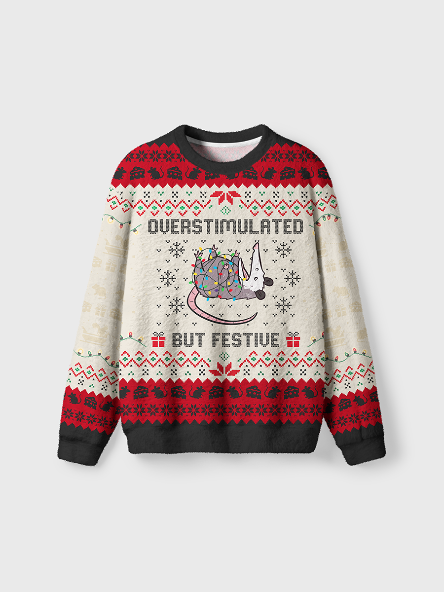 Vintage Overstimulated But Festive Ugly Sweater
