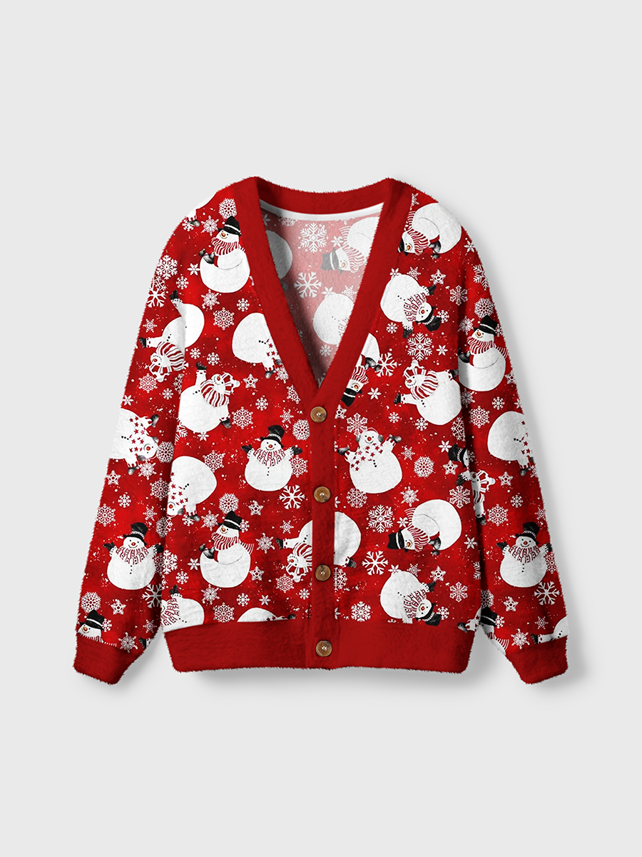 Vintage Snowmen With Scarves And Hats Cardigan Sweaters