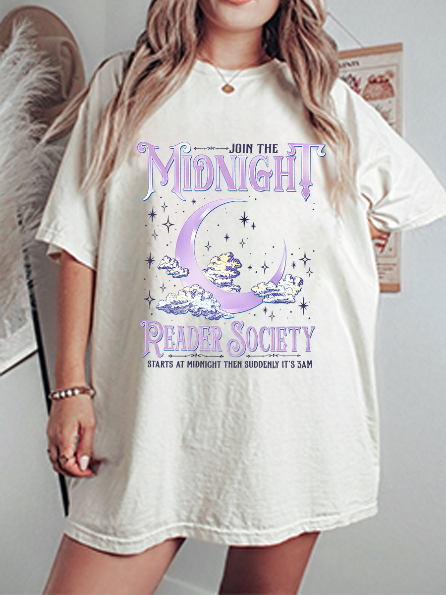 Vintage Night Owl Reader Oversize Graphic Tee