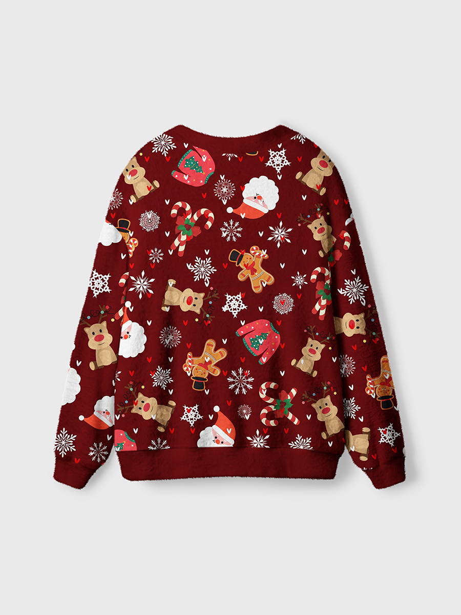 Vintage Gingerbread Man Santa Claus And Snowflakes Cardigan Sweaters