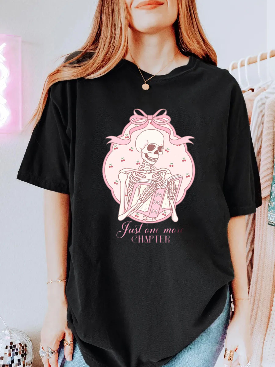 Vintage Coquette Aesthetic Skeleton Oversize Graphic Tee