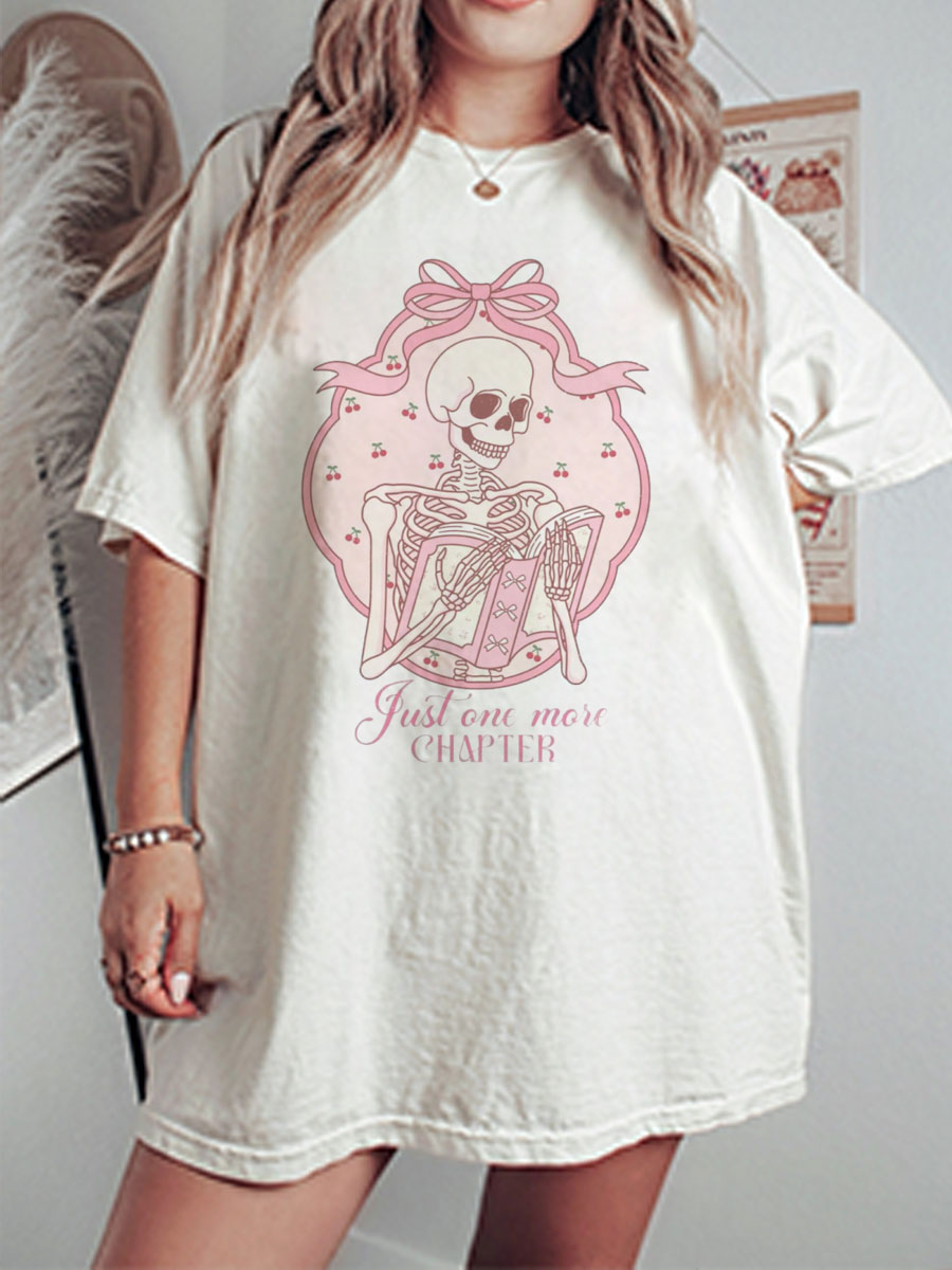 Vintage Coquette Aesthetic Skeleton Oversize Graphic Tee